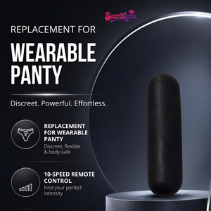 Discreet powerful and effortless features banner for black bullet vibrator device