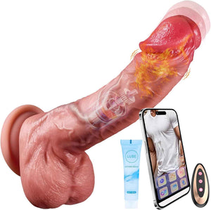 8.6 Inch Thrusting Vibrating Realistic Dildo, Smart APP&Remote Control Heating Anal Silicone Dildos with Powerful 9 Modes, Adult Sex Toys Couples for Men & Women G-spot Stimulation Vibrator