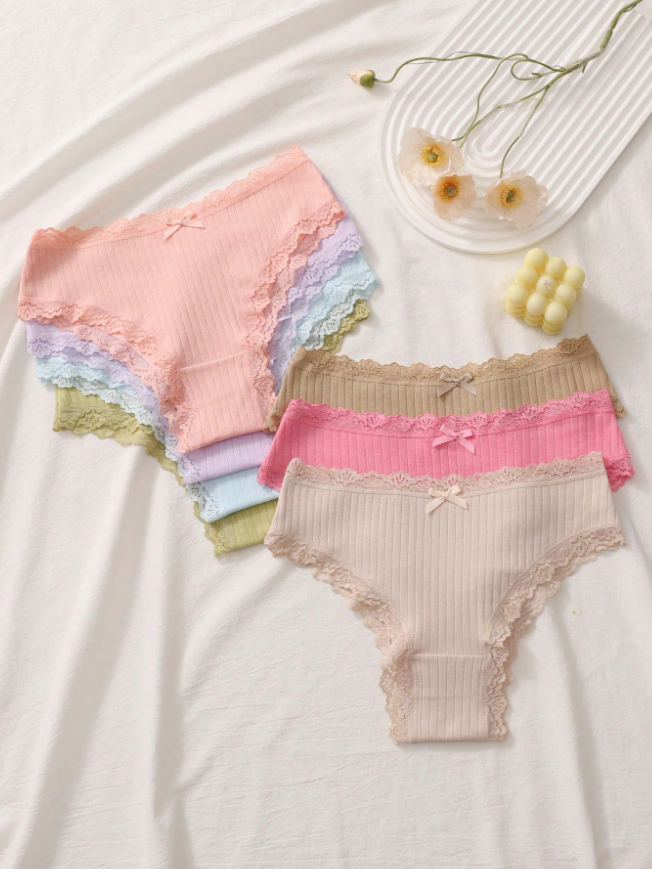 7pcs Set Comfortable Striped Cotton Bikini Panties