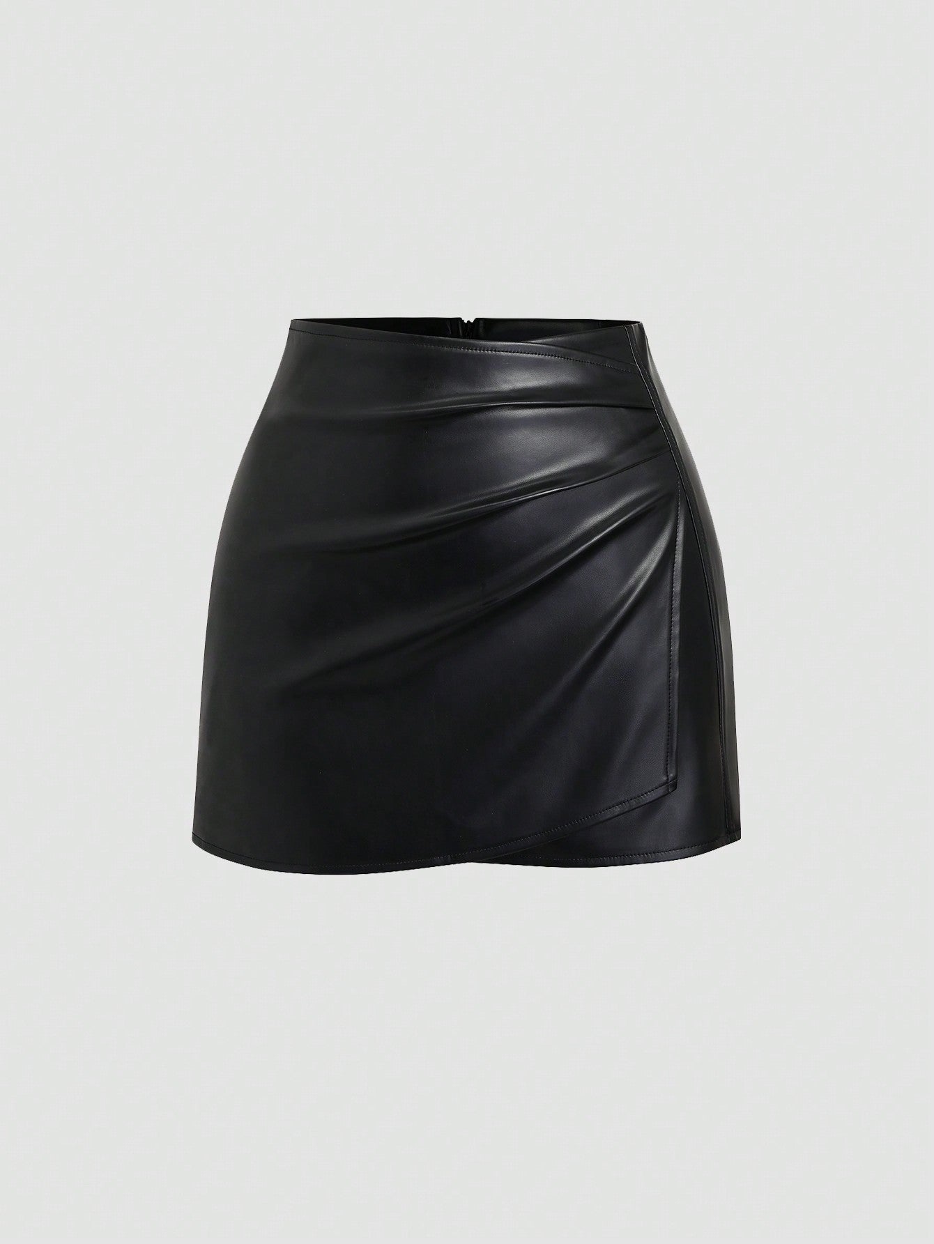 Sexy Bodycon Mini Skirt, Vintage American Style PU Leather, Solid Color, All Season