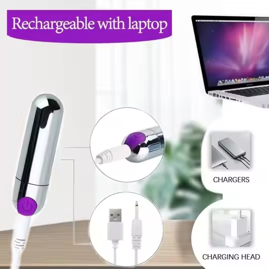 Silver USB Rechargeable Mini Bullet Vibrator Massager Cheap Sex Toy UK