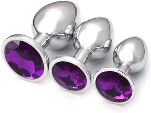 Metal purple Anal Butt Plug 1pc/3 PCS Ass Anal training Set Stainless Adult Sex Toys