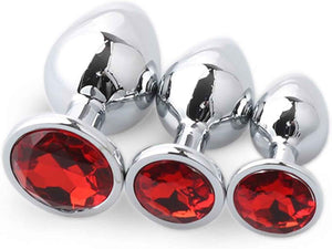 Metal red Anal Butt Plug 1pc/3 PCS Ass Anal training Set Stainless Adult Sex Toys