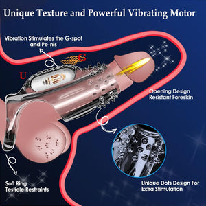 Textured Vibrating Penis Sleeve with Dotted Design Cheap Adult Sex Toy Fast UK Delivery