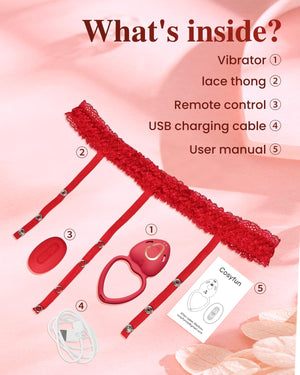 Wearable Panty Vibrator Set with Lace Thong Remote Control USB Cable