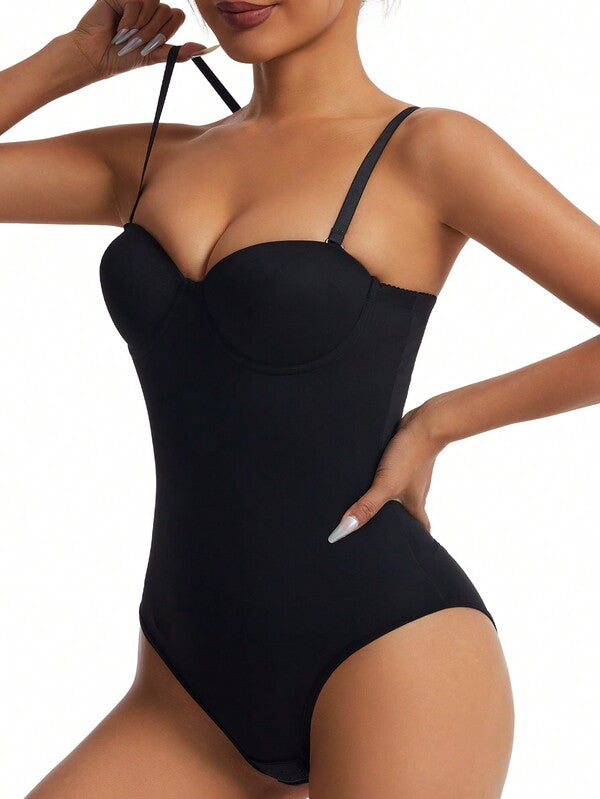 Women’s Bodysuit With Cup Design Body Shaper Sexy Slim Fit Black