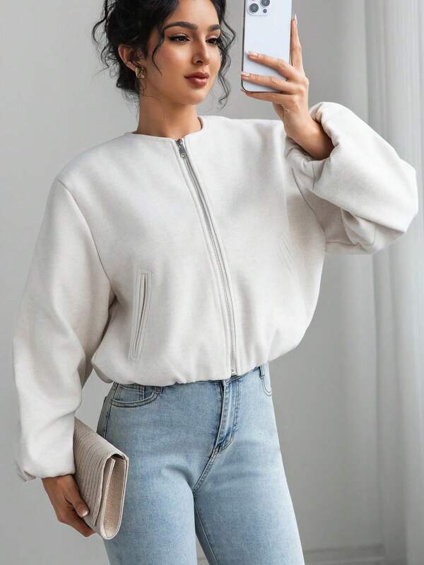 Women’s Bomber Jacket Varsity Aviator Cropped Coat UK