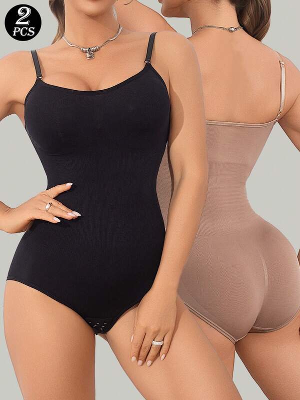 2pcs Women’s Bodysuit Shapewear Tummy Control Slimming Waist Trainer UK