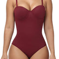 Women’s Bodysuit With Cup Design Body Shaper Sexy Slim Fit Burgundy