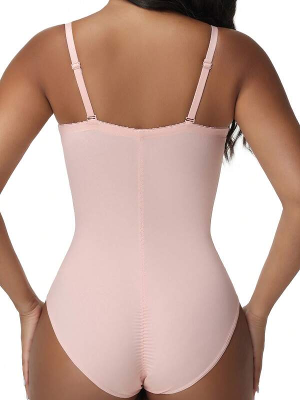 Women’s Bodysuit With Cup Design Body Shaper Sexy Slim Fit Pink