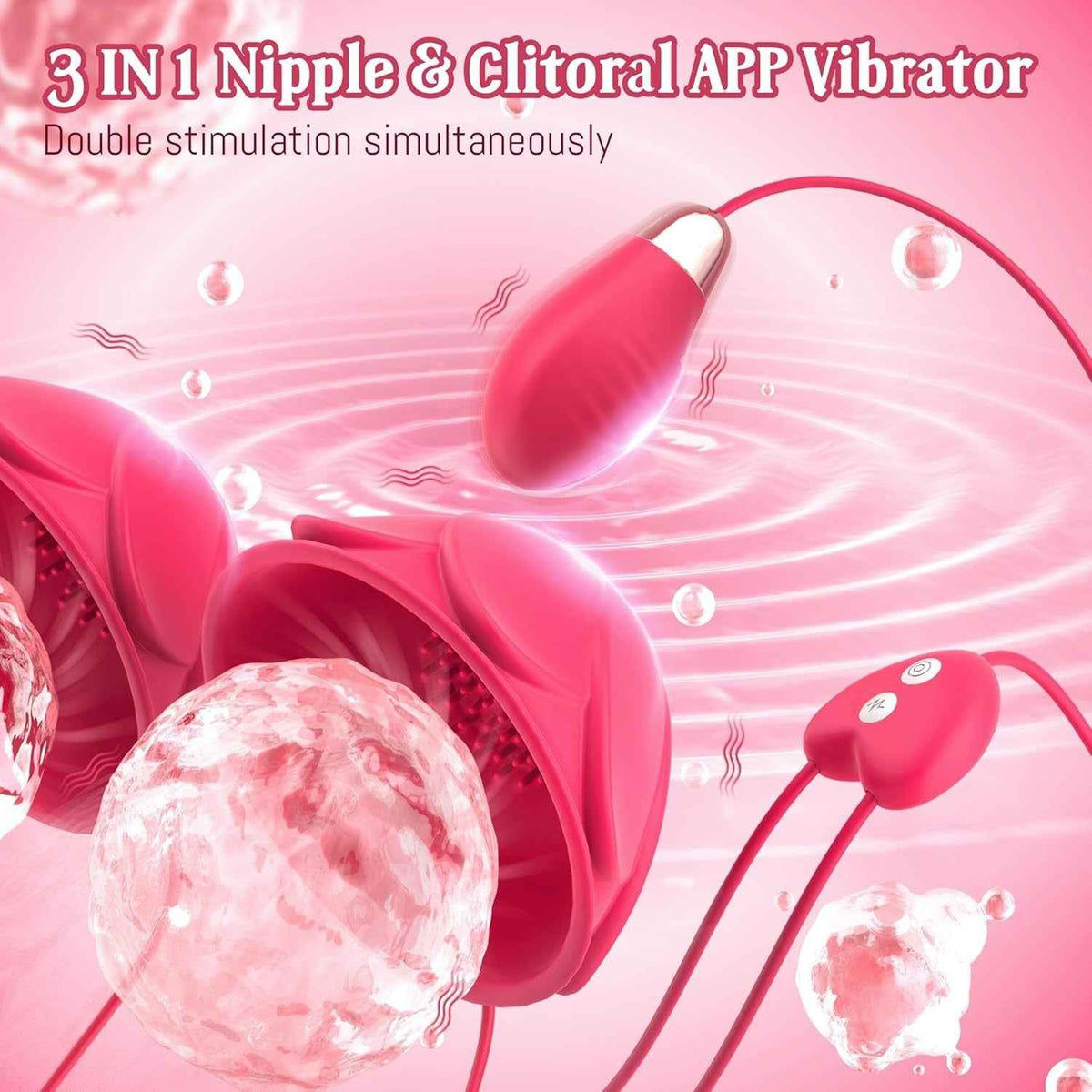 Three In One Nipple Clitoral App Vibrator Double Stimulation Cheap Sex Toy UK