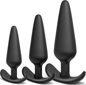 Black silicone butt plug set in three sizes Sex Toys in Uk