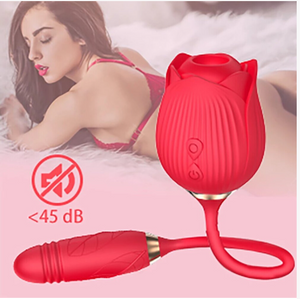 2-in-1 Rose Sex Toy Silicone Oral Suction Vibrator Rose Clitoral Licking Sex Toy