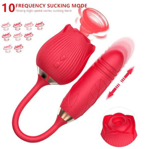 2-in-1 Rose Sex Toy Silicone Oral Suction Vibrator Rose Clitoral Licking Sex Toy