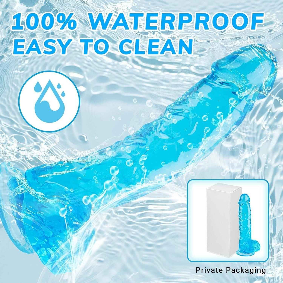7 Inch Silicone Dildo, Soft Blue Dildos Sex Toy with Strong Suction Cup,Strap on