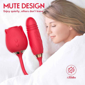 2-in-1 Rose Sex Toy Silicone Oral Suction Vibrator Rose Clitoral Licking Sex Toy