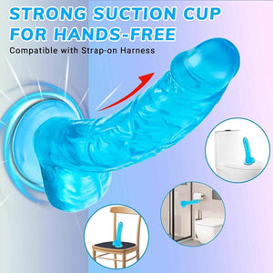 7 Inch Silicone Dildo, Soft Blue Dildos Sex Toy with Strong Suction Cup,Strap on
