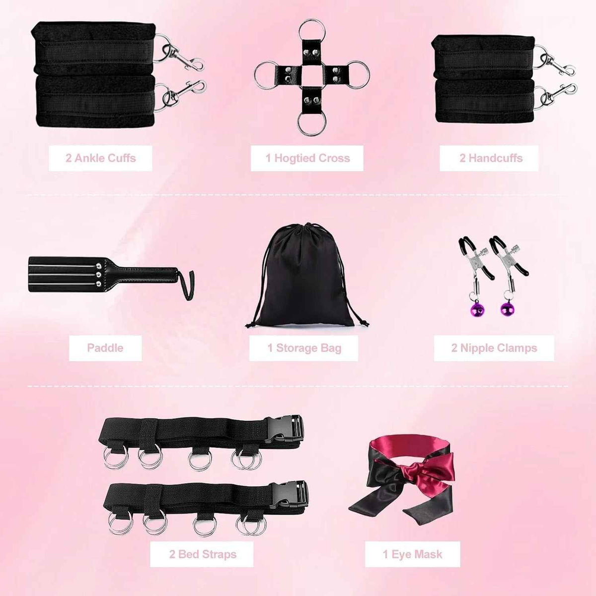 Under Mattress Bed Bondage Restraints Kit – Adjustable BDSM Set for Couples