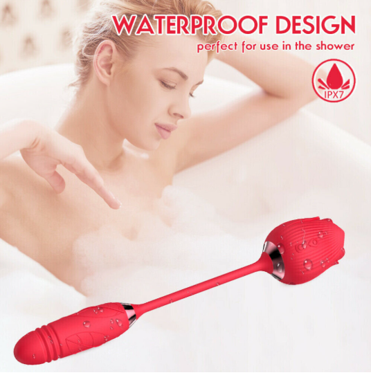 2-in-1 Rose Sex Toy Silicone Oral Suction Vibrator Rose Clitoral Licking Sex Toy