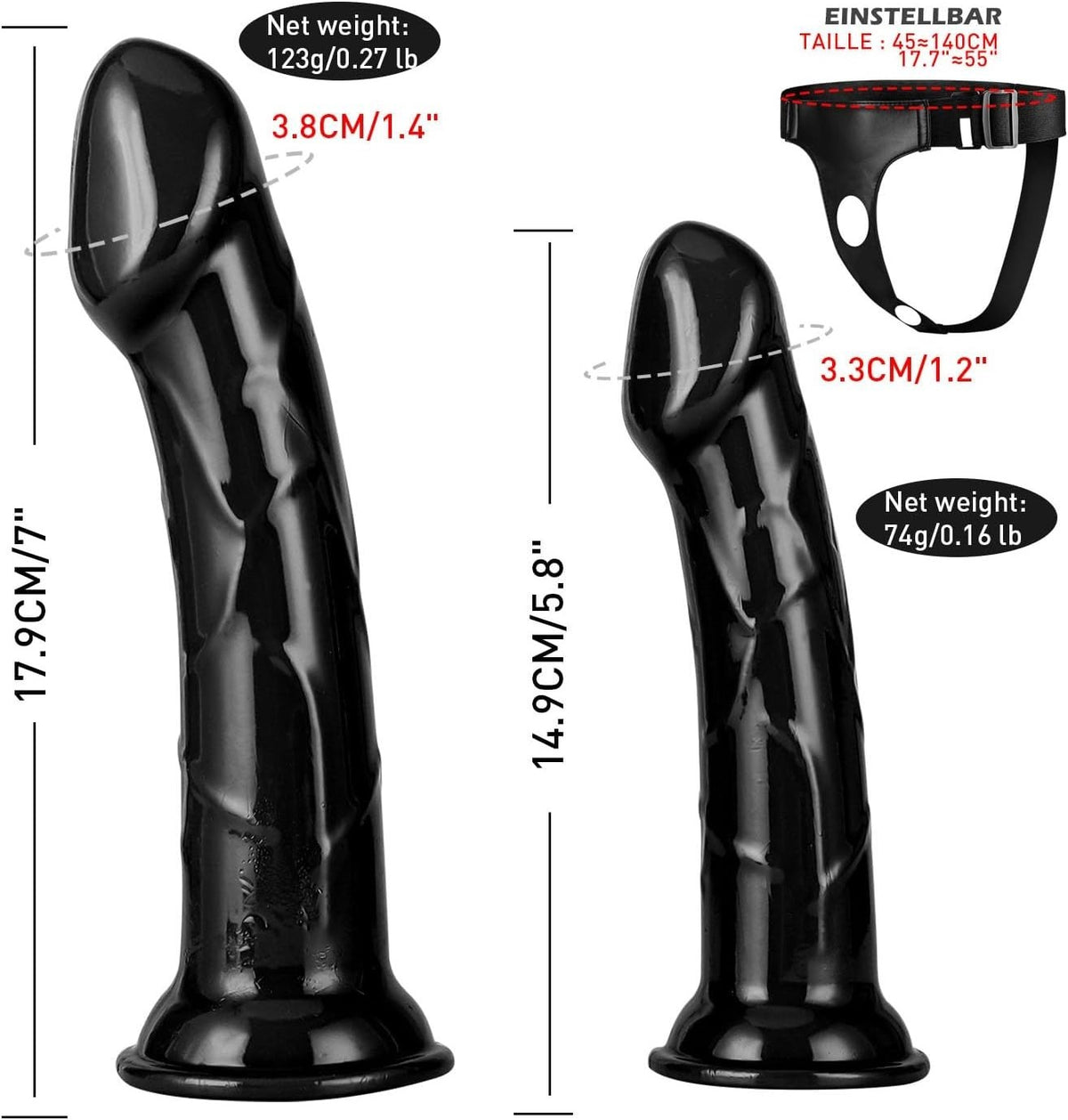 Strap On Wearable Realistic Dildo & 2x Removeable Dildo Lesbian Sex Toys Gift For Her
