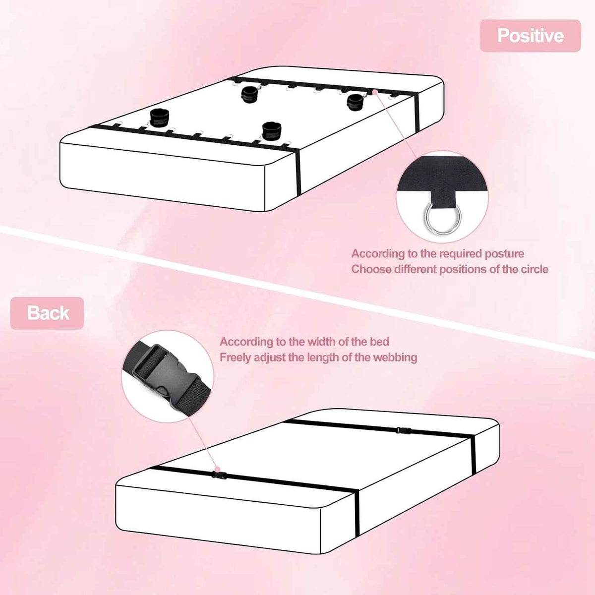 Under Mattress Bed Bondage Restraints Kit – Adjustable BDSM Set for Couples