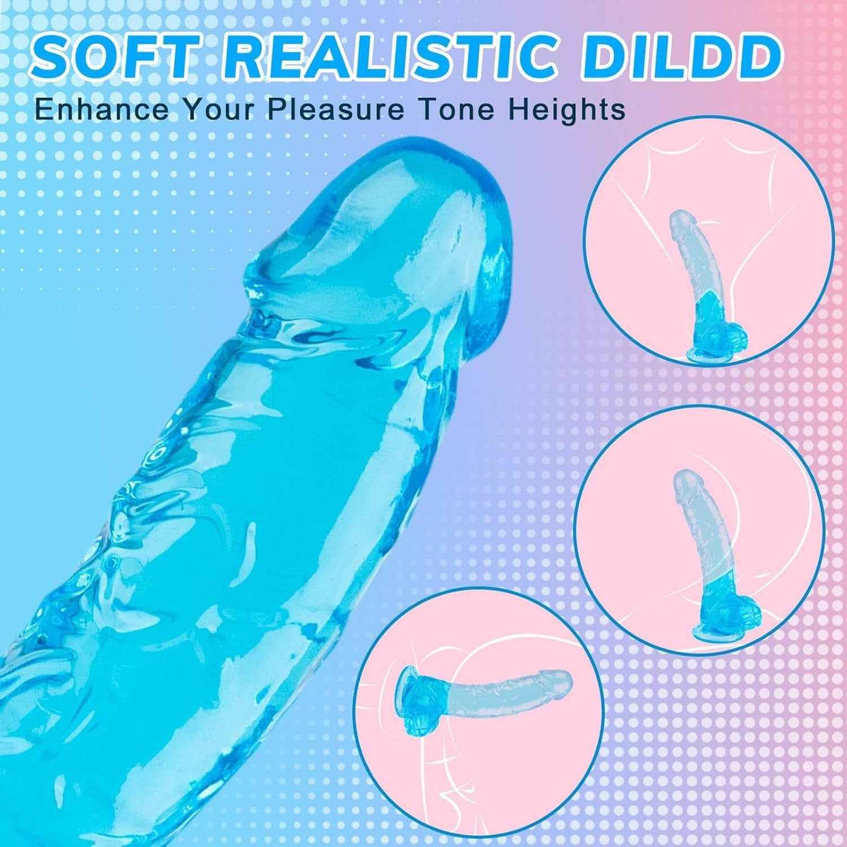 7 Inch Silicone Dildo, Soft Blue Dildos Sex Toy with Strong Suction Cup,Strap on