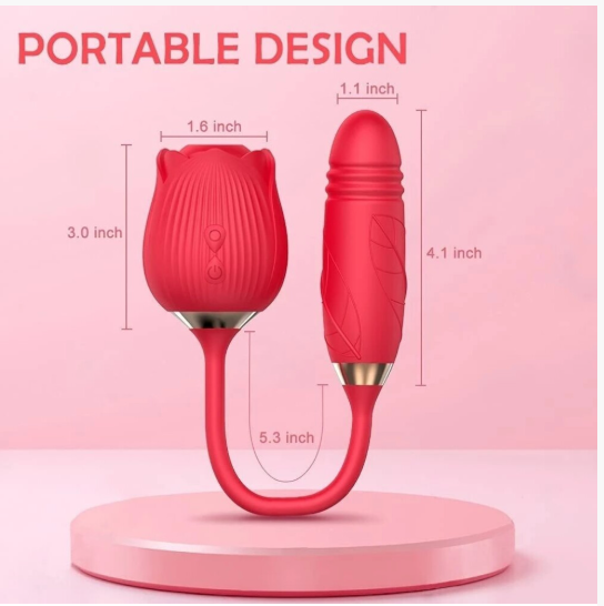 2-in-1 Rose Sex Toy Silicone Oral Suction Vibrator Rose Clitoral Licking Sex Toy