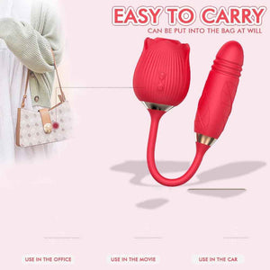 2-in-1 Rose Sex Toy Silicone Oral Suction Vibrator Rose Clitoral Licking Sex Toy