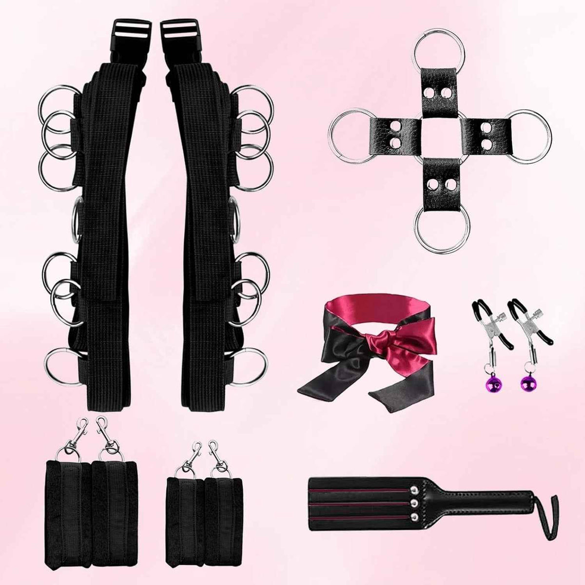 Under Mattress Bed Bondage Restraints Kit – Adjustable BDSM Set for Couples