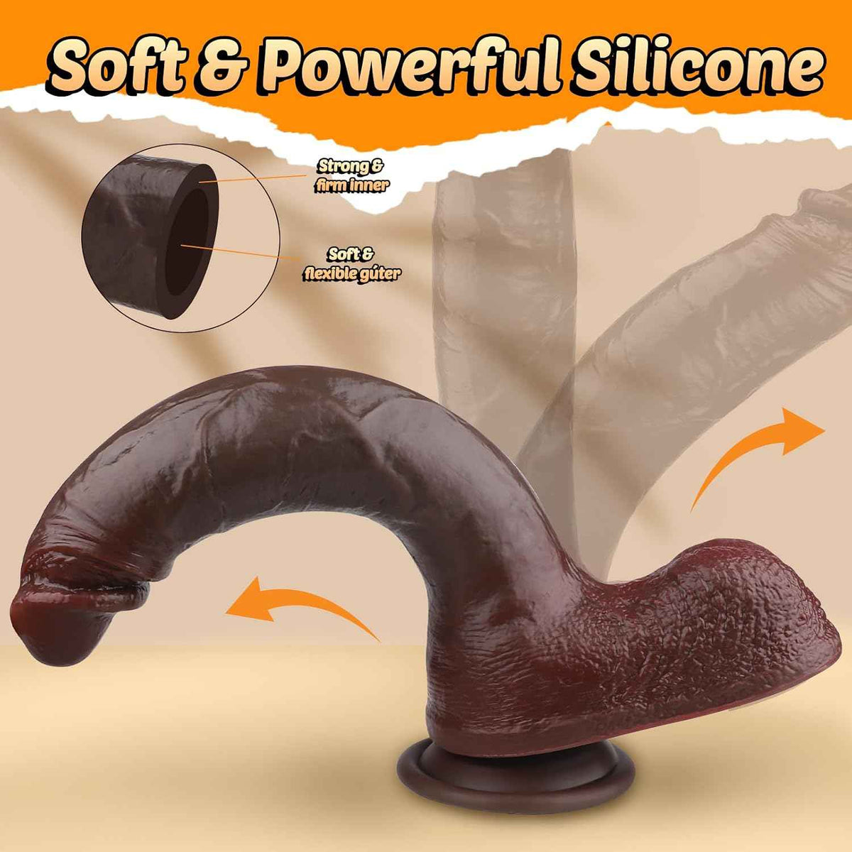 10 inch Curved Anal Dildo Sex Toys, Dual Silicone Thick BBC Dildos Sex toys in Uk