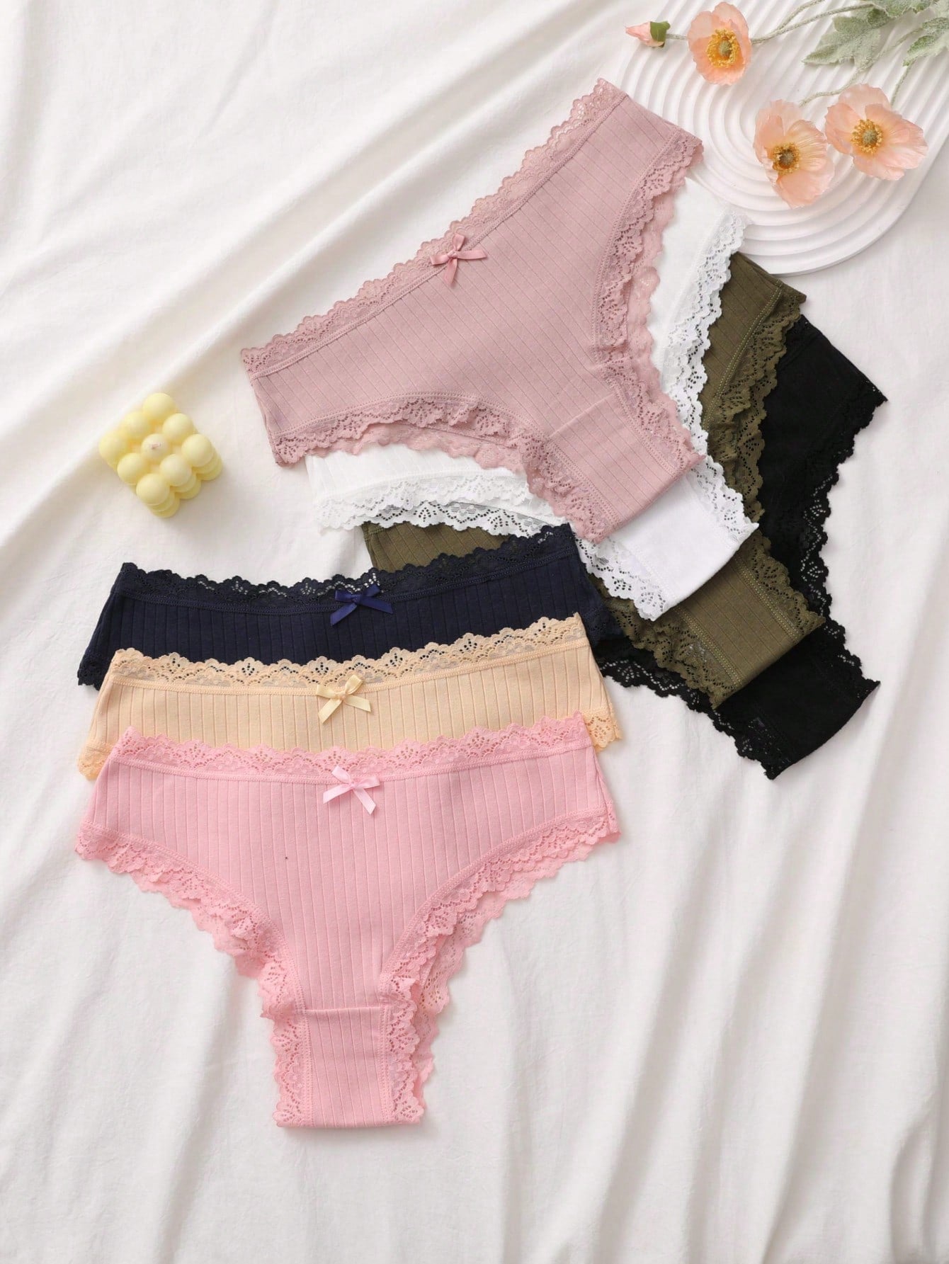 7pcs Set Comfortable Striped Cotton Bikini Panties