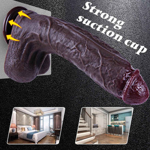 10.8 Inch Black Silicone Realistic Dildo Extra Huge Thick Dildo with Suction Cup Sex Toy In UK