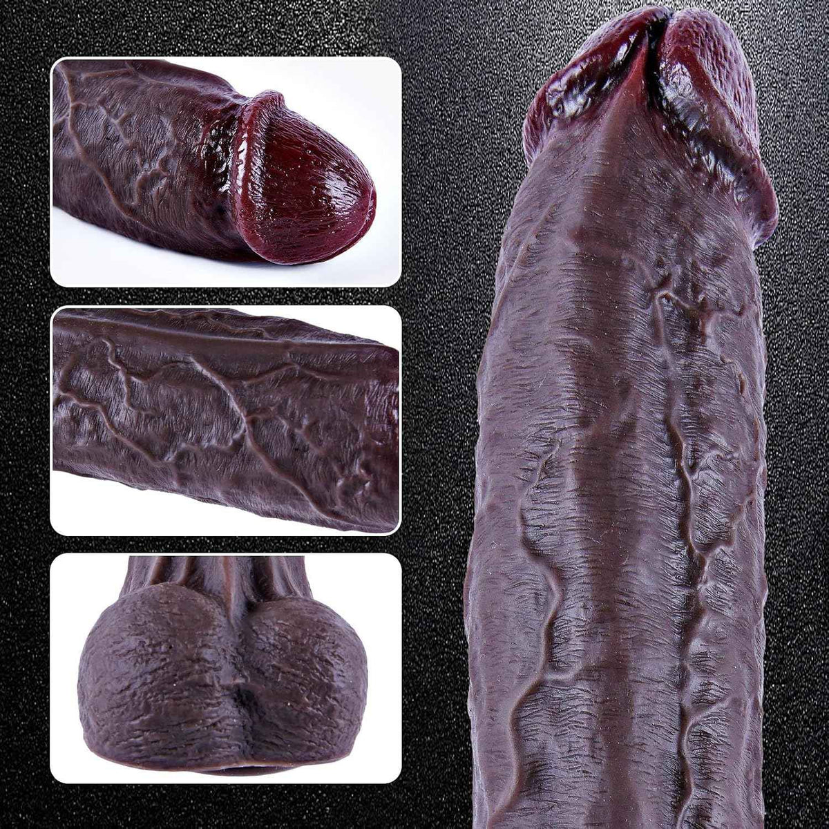 10.8 Inch Black Silicone Realistic Dildo Extra Huge Thick Dildo with Suction Cup Sex Toy In UK