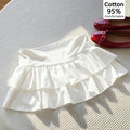 Solid Color Ruffle Hem Casual Short Skirt