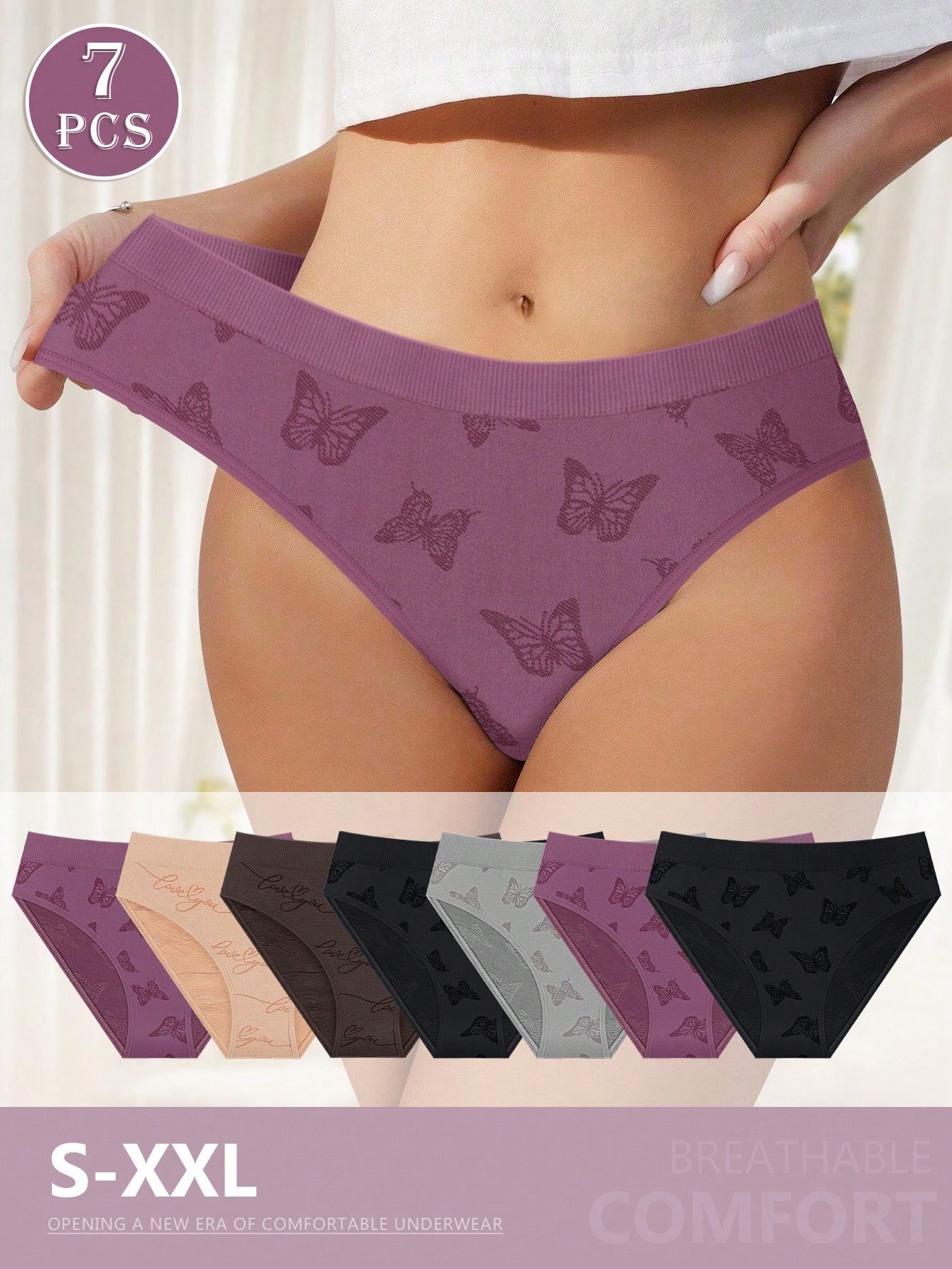 7pcs Pack Women Low Waist Triangle Panties