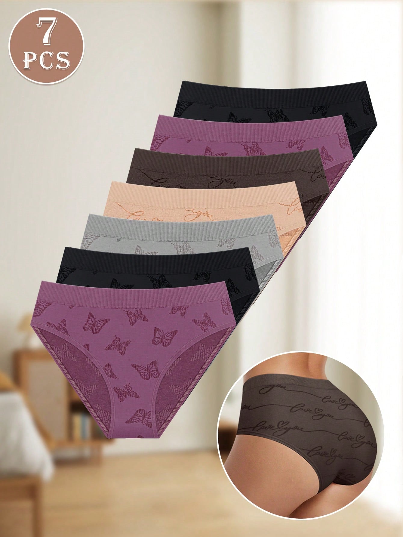 7pcs Pack Women Low Waist Triangle Panties