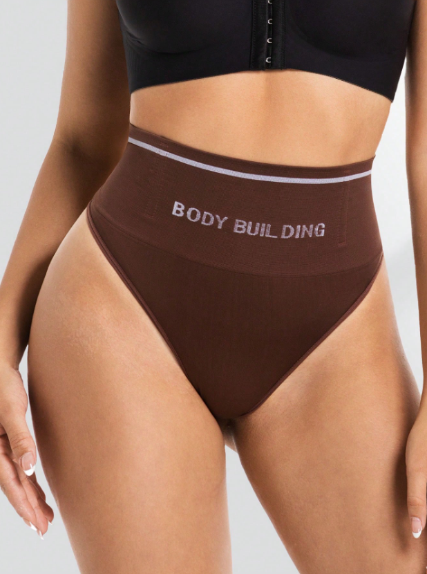 Women Seamless High-Rise Tummy Control Shapewear Thong Black