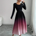 Women’s Elegant Ombre Maxi Dress Burnout Pleated Design