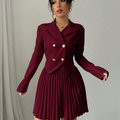 Modern Women’s Two-Piece Outfit Button Front Top & A-Line Skirt