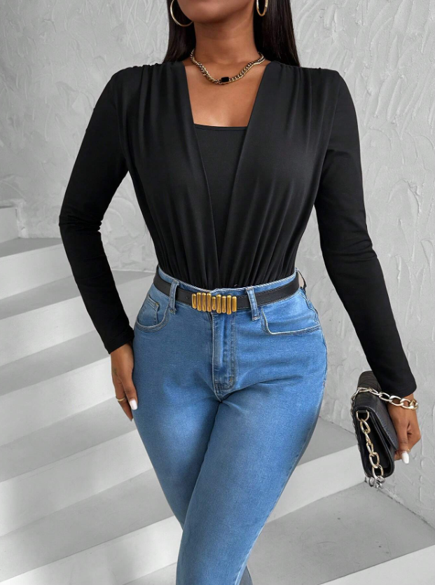 Women’s 2-in-1 Long Sleeve Fashion Bodysuit