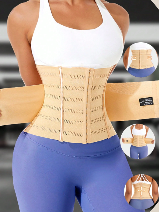 Women Double Belt Waist Trainer Corset Tummy Control Body Shaper