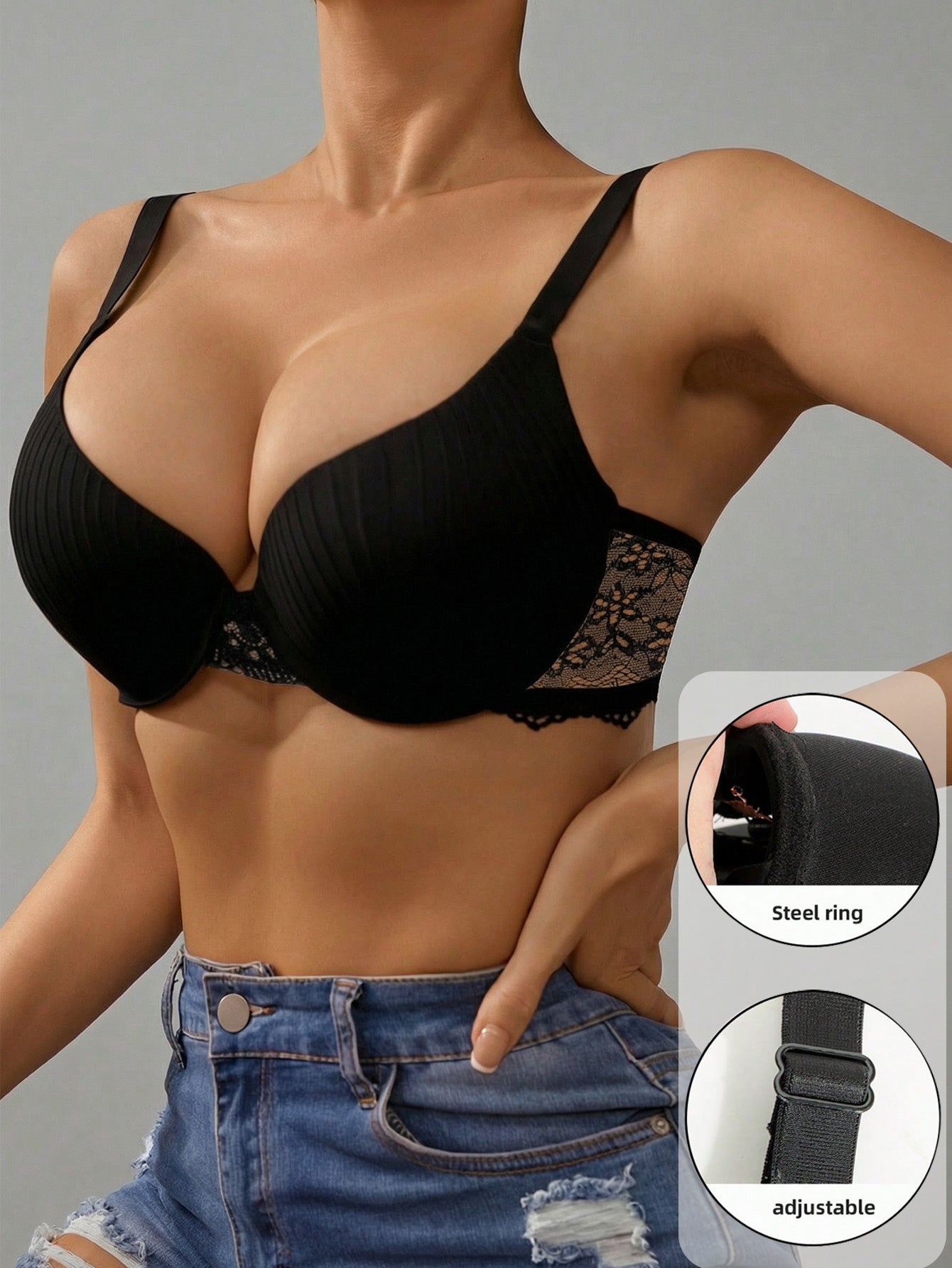 Sexy Push-Up Lace Bra – Women’s Underwire Backless Crop Top Bra