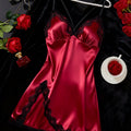 Romantic Lace Trim V-Neck Sleep Dress with High Slit Lingerie