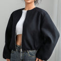 Women’s Cropped Bomber Jacket Varsity Aviator Autumn Winter Coat UK