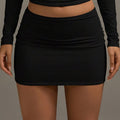 Women Solid Color Pleated Bodycon Skirt