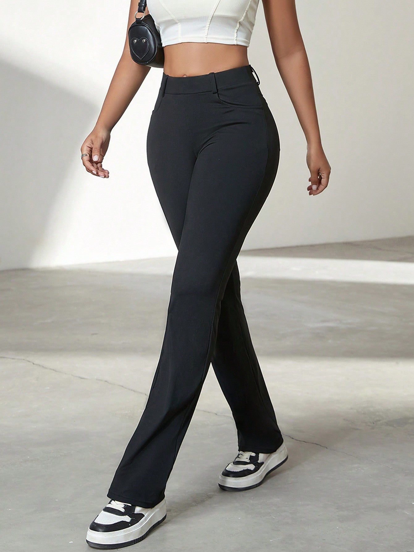 High Stretch Slim Pocket Design Straight Leg Pant