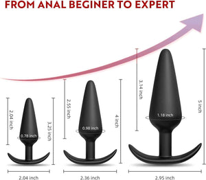Black silicone butt plug size chart beginner to expert Sex Toys in Uk