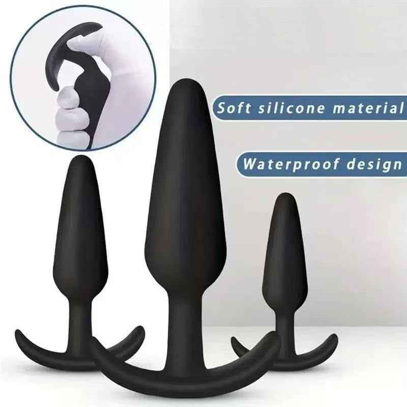 Soft silicone material waterproof black butt plug set Sex Toys in Uk, Cheap Sex Toys in Uk, Fast Delivery in UK