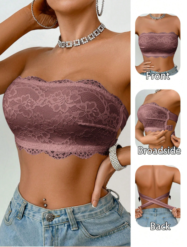 1PC Women’s Lace Wireless Bandeau Bra