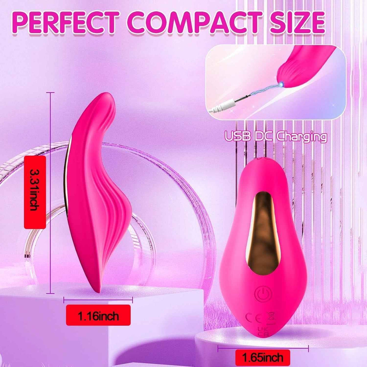 Perfect compact size pink butterfly device dimensions with usb dc charging cable